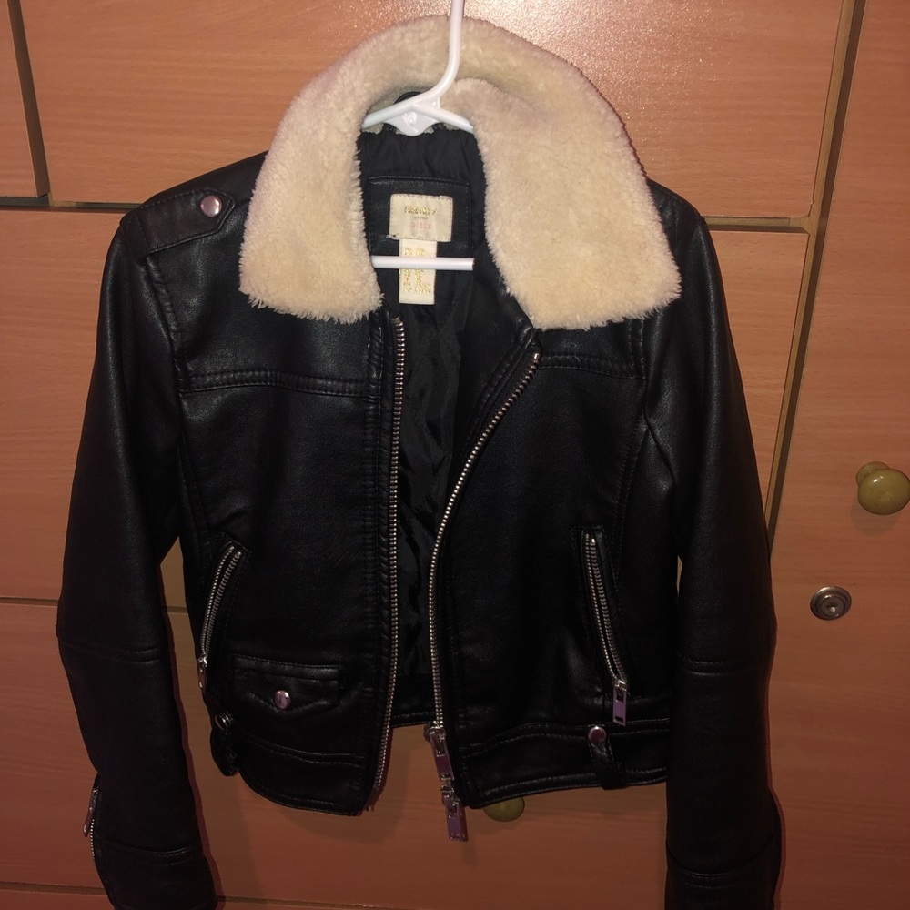 Girls black vegan motorcycle jacket